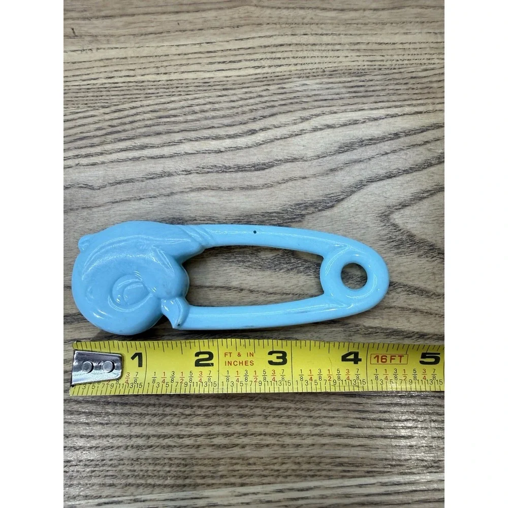 Antique Baby Rattle Duck Safety Pin‎ Baby Toy 1960s Infant Toys Blue